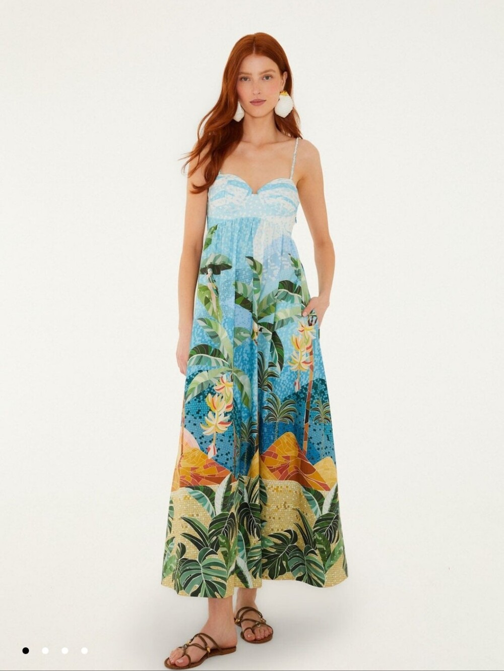 Farm Rio Multicolor Rio Mosaic Sweetheart Neck Maxidress - Picture 5 of 5